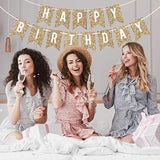 Pre-Strung Happy Birthday Banner - No Diy - Gold Glitter Birthday Party Banner - Pre-Strung Garland On 6 Ft Strands - Gold Bday Party Decorations & Decor. Did We Mention No Diy