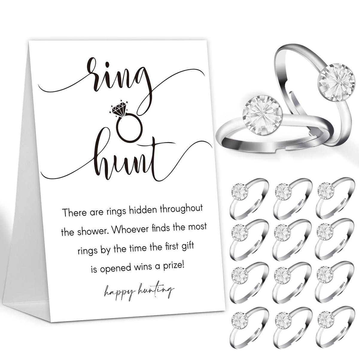 The Ring Hunt Game, Bridal Shower Games With Rings-One Sign And 30 Rings, Bridal Shower And Wedding Shower Games For Guests, Engagement Party Game, Bridal Shower Decorations-Ls1