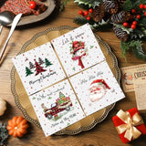 200 Pcs Christmas Cocktail Paper Napkins Disposable 2 Ply Santa Beverage Napkins Decoupage Xmas Tree Towel For Christmas Party Dinner Table Supplies (Classic Style)