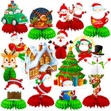 15PCS Christmas Party Honeycomb Centerpieces, Christmas Party Table Decoration With Santa Claus, Christmas Tree, Snowman for Holiday XMAS Supplies Christmas Party Supplies