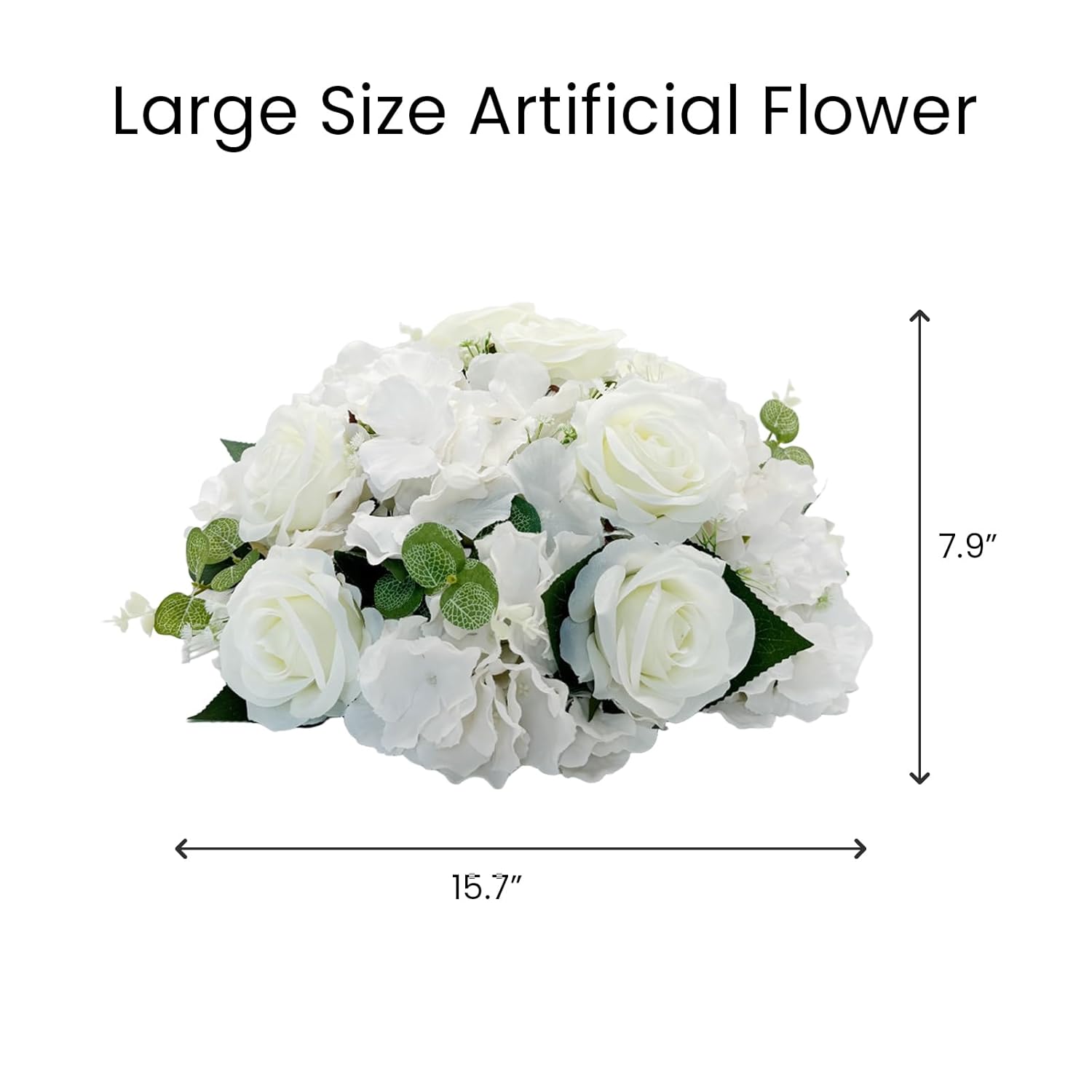 2 Pack Artificial Rose Flower Ball Arrangements - 15.7 Inch White Fake Floral Centerpieces With Base For Wedding, Party Table Decor, Valentine'S Day Home Decor (2, White)
