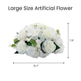 2 Pack Artificial Rose Flower Ball Arrangements - 15.7 Inch White Fake Floral Centerpieces With Base For Wedding, Party Table Decor, Valentine'S Day Home Decor (2, White)