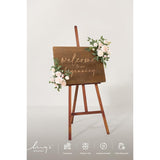 2Pcs Wedding Floral Swag Welcome Sign Artificial Flowers Backdrop Garland Blush & Cream Ceremony Reception Wall Home Decorations Entryway Faux Outdoor Board Head Table Decor