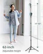 62" Extendable Phone Tripod & Selfie Stick with Remote for iPhone, Android