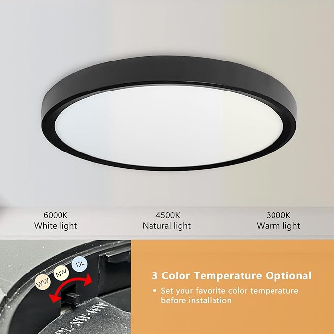 6 Pack 12 Inch LED Ceiling Lights 2520LM 3CCT Super Slim Flush Mount Fixtures
