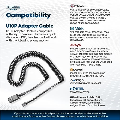 HD-500 Office and Call Center Wired QD Headset with Noise Canceling Microphone and HD Speakers - Compatible with Mitel, Nortel, Avaya, Poly, Polycom,