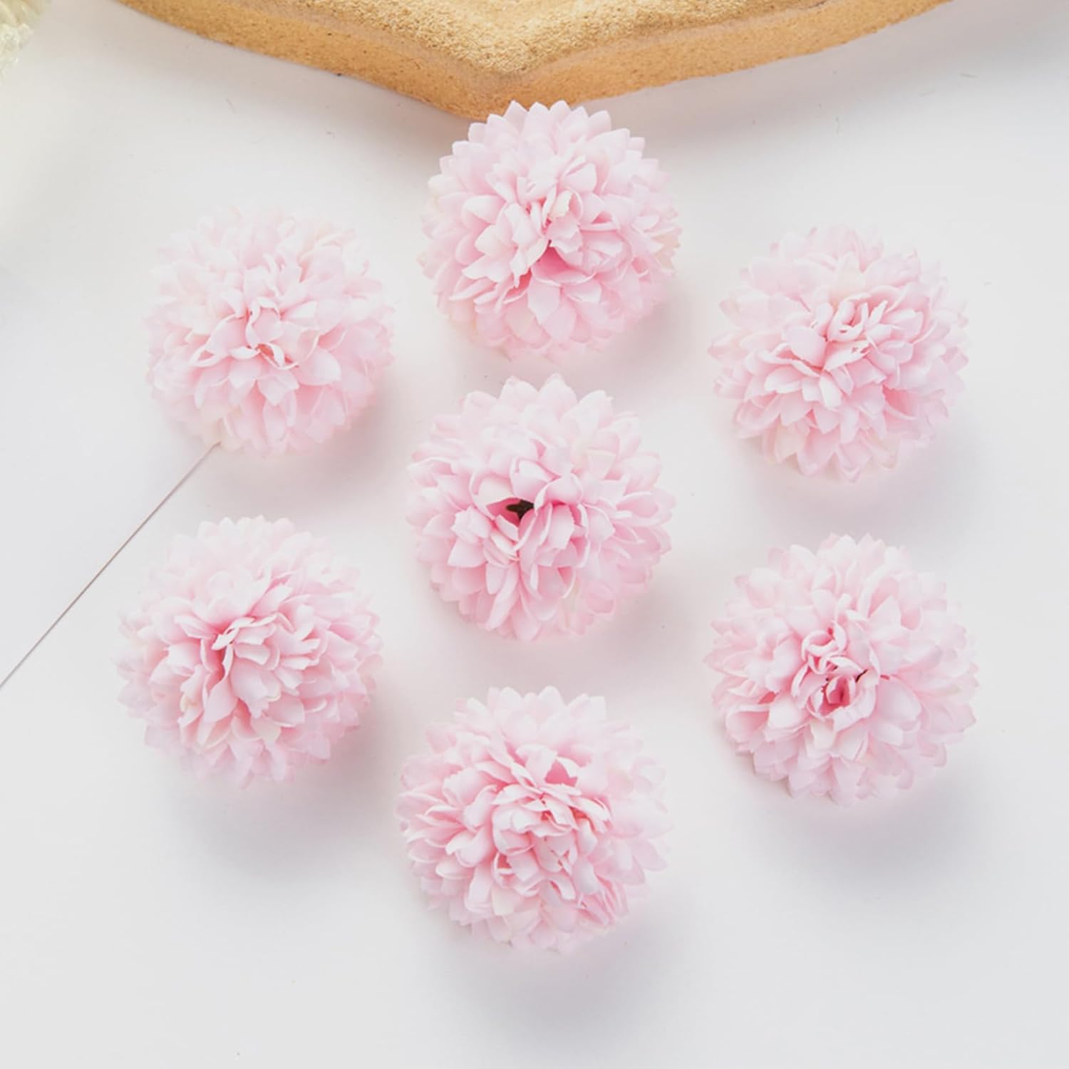 30 Pcs Artificial Chrysanthemums Heads Ball Flowers?Silk Chrysanthemum Ball Bouquet White Bouquets Hydrangea For Home Office Coffee House Parties And Wedding (Light Pink)