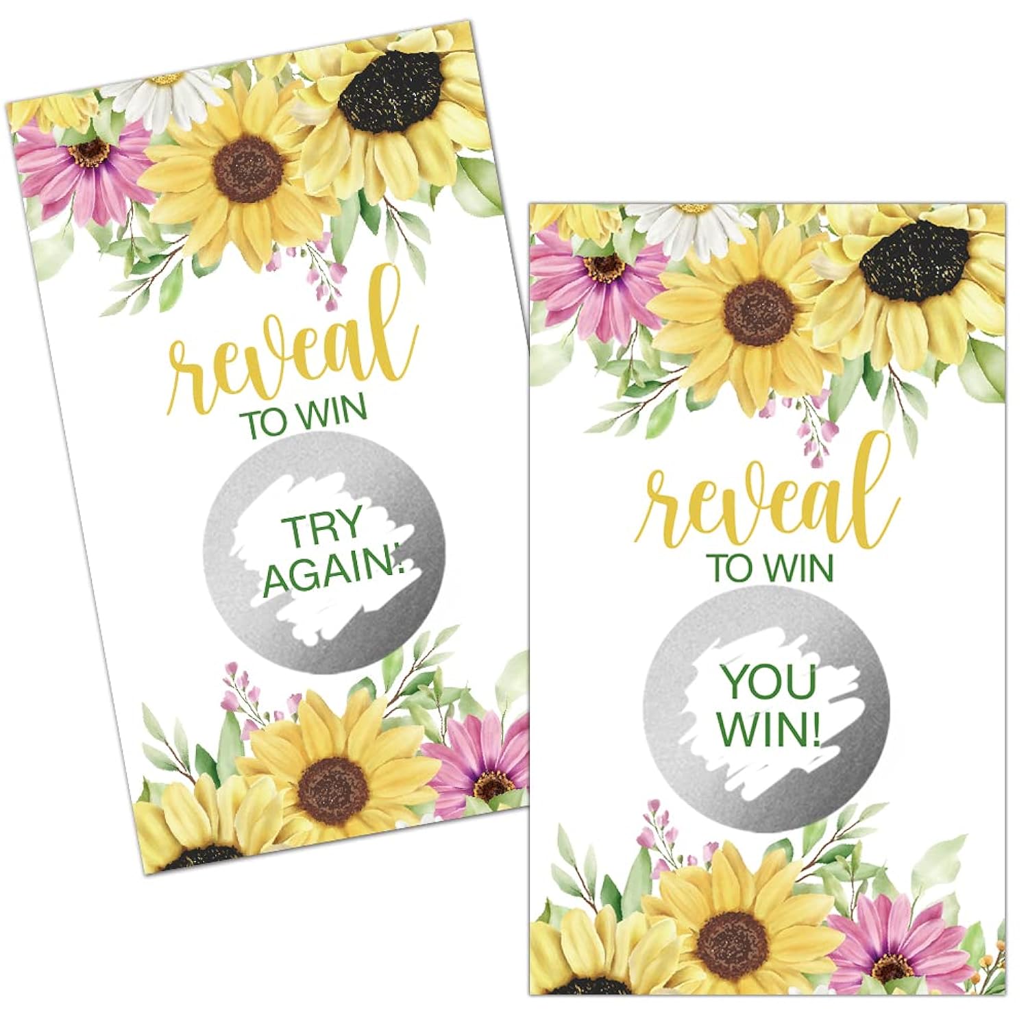 50 Pack Sunflower Bridal Shower Scratch Off Game Cards For Country Wedding, Bridal Shower, Bridal Lottery Tickets, Wedding Shower Ideas, Baby Shower