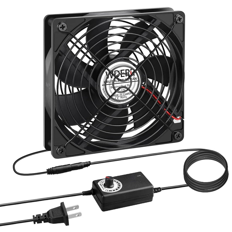 Ac 120Mm Computer Fan With Ac Plug, 110V - 240V Ac To Dc 12V Variable Speed Co