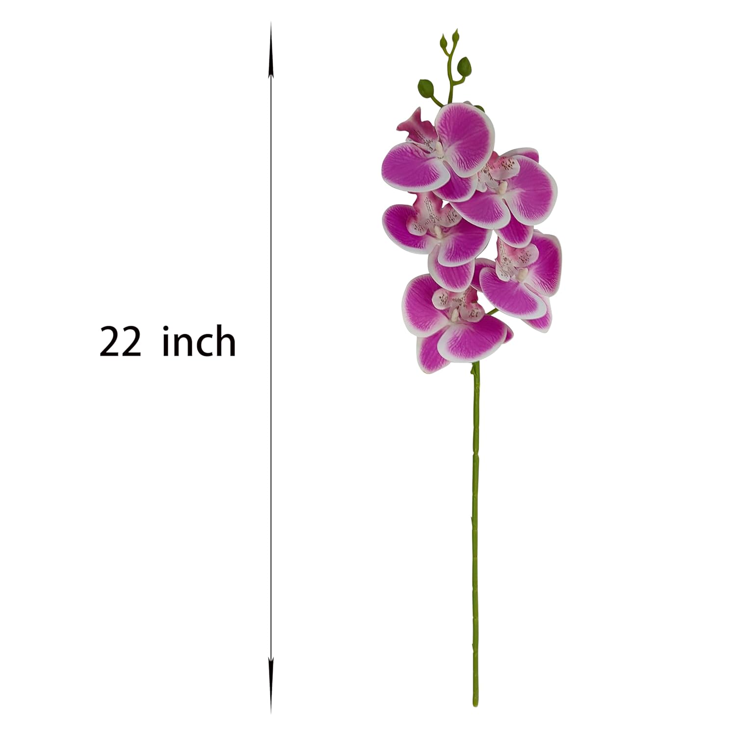 6 Purple Orchid Artificial Flowers Real Touch, 23'' Artificial Faux Realistic Latex Orchid Stem Bouquets, Fake Phalaenopsis Flower For Wedding Home Arrangement Décor (6, Rose Red + White Edge)