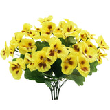 4Pcs Artificial Silk Pansy Flowers Outdoor Spring Flowers Pansies Wildflower Uv Resistant Plants Faux Impatiens Yellow For Window Box Wedding Party Outside Garden Porch Decor