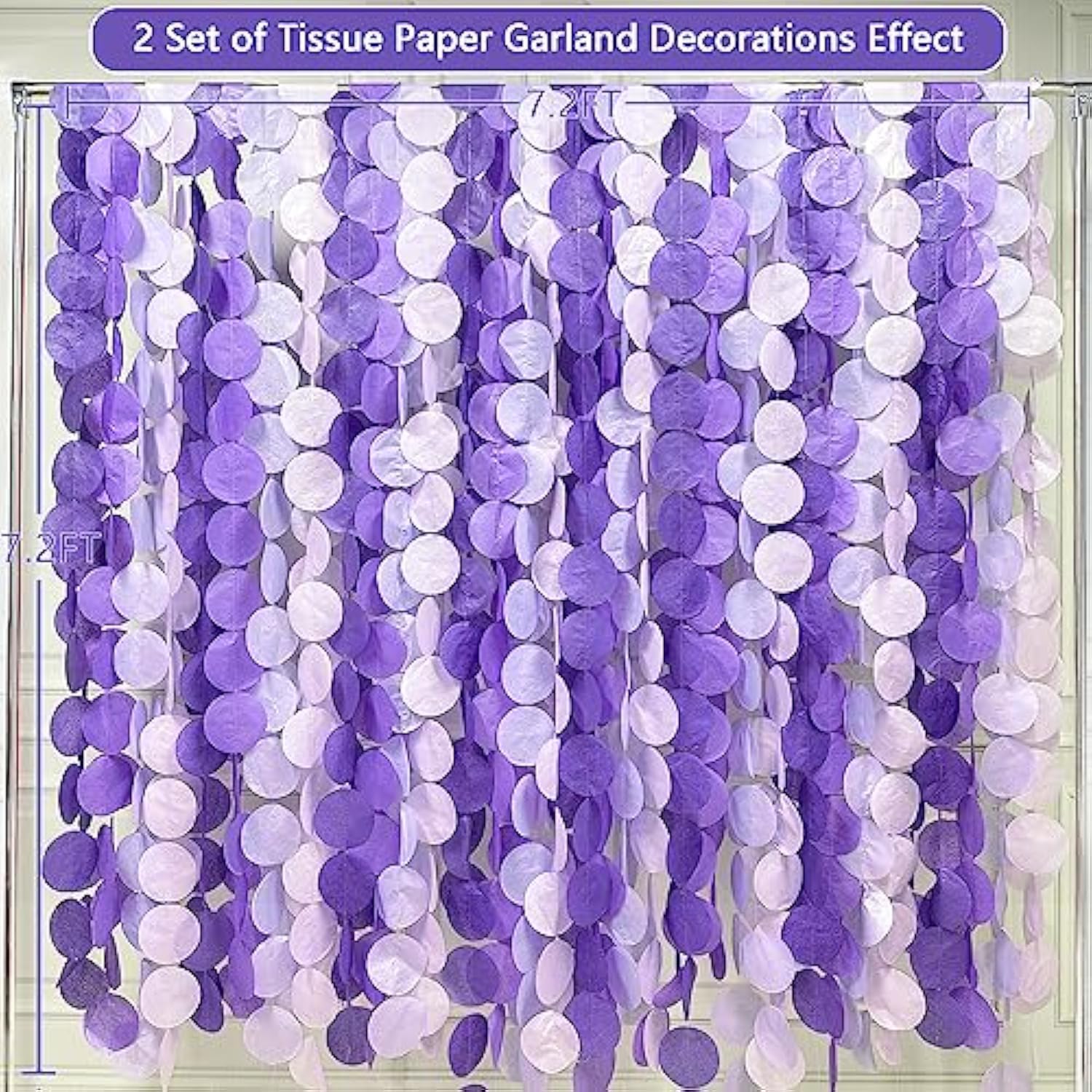 205Ft Lavender Ombre Dot Garland – Purple Party Streamer for Wedding, Birthday & More