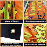 Spooky Happy Halloween Banner XL 72x44 Inch Orange Photo Backdrop for Party Decorations