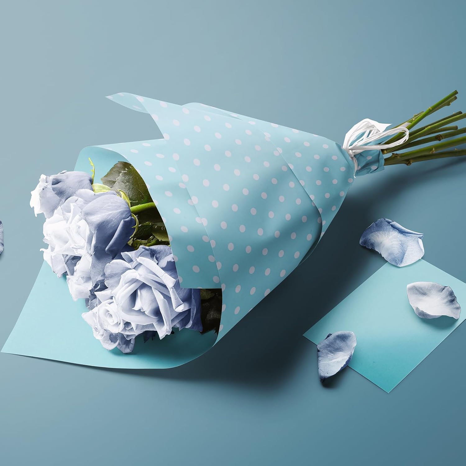 Blue Wrapping Paper,Reversible Gift Wrap Paper With Polka Dot Design For Christmas,Birthday, Wedding,Baby Shower,All Holidays(17 Inch X 32.8 Feet)