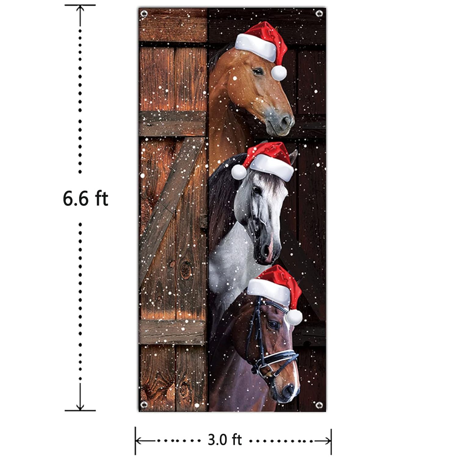 Funny Merry Christmas Door Banner - Horses Xmas Party Decoration Supplies - Door Cover, Farmhouse Decoration