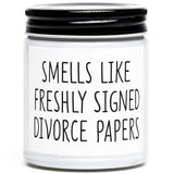 Divorce Gifts For Women, Divorce Candle,New Beginnings Gift For Women, Break Up Gift For Her, Happy Divorced Gifts, Smells Freshly Signed Divorce Papers,Lavender Vanilla Candle,7Oz