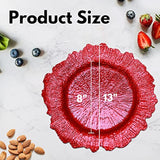 Red Reef Charger Plates 13Inch, Set 10Pcs Plastic Floral Charger Plates Wedding For Dinner,Wedding,Party,Event,Decoration(Reef Red 10)