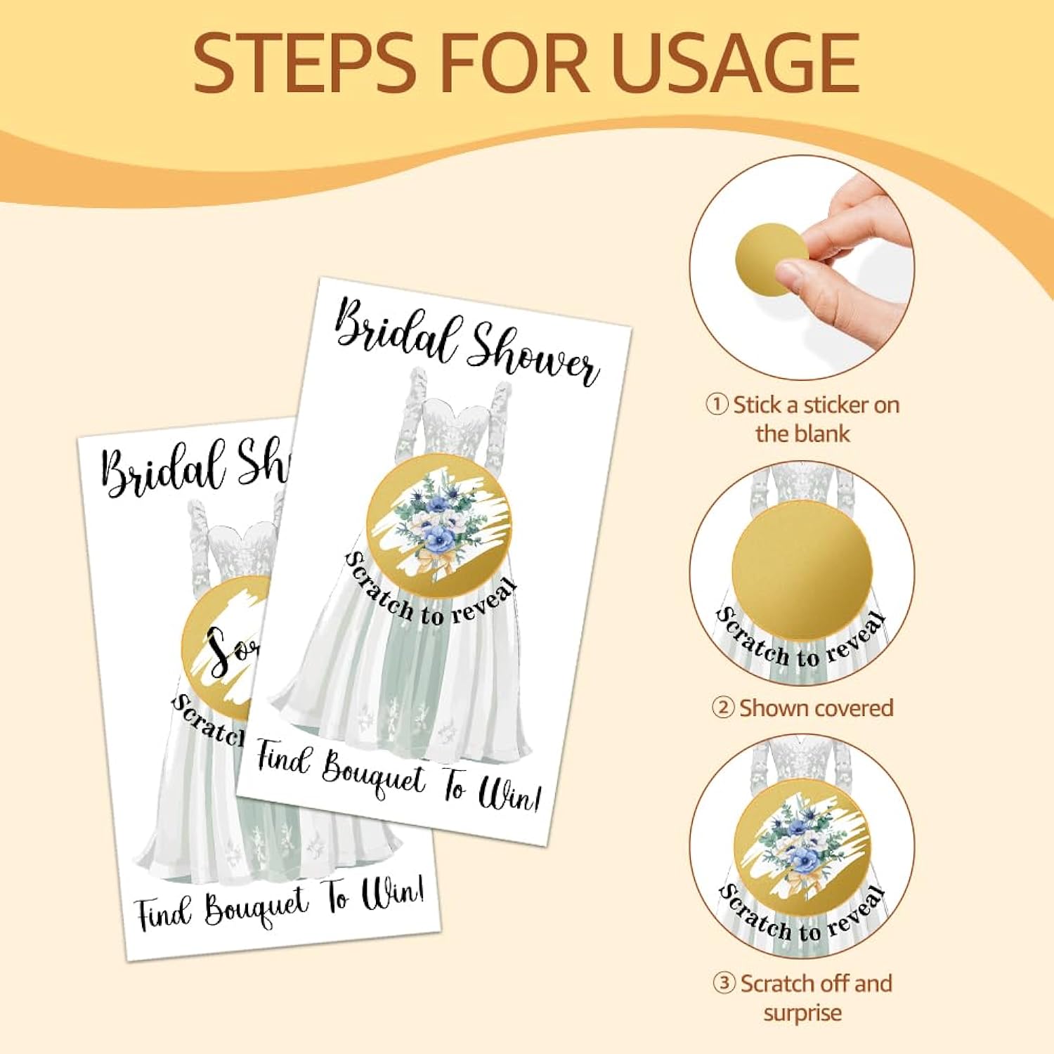 50 Pack Bridal Shower Scratch Off Cards, Find Bouquet Scratch Cards For Lottery Games Group Games Family Activity, Funny Raffle Tickets For Engagement, Bridal Shower Activity And Idea