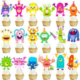 36Pcs Little Monster Cupcake Toppers, Green, Baby Shower, Birthday Decorations For Kids Party