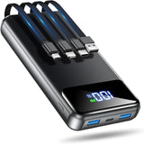 50000mAh Portable Power Bank 22.5W Fast Charger with 4 Built In Cables 6 Device