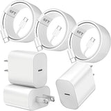 3 Pack 20W USB C Fast Charger with 6FT USB C Cable for iPhone 17 16 15 Pro Max