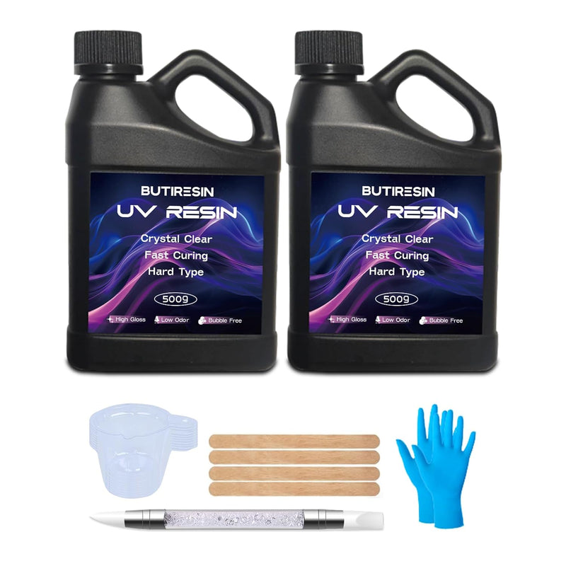 500G Uv Resin, Uv Resin Clear - Fast Curing, Crystal Clear, Odourless, Low Viscosity & Hard Type, Uv Resin Kit For Diy Jewelry Making, Casting, And Coating Crafts