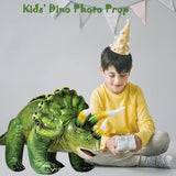 Triceratops Inflatable 43" Lx20 H, Ages 3+ Dinosaur Toy – Party Decoration, Pool Play, Yard Display, Jurassic Themed Photo Prop, Vbs, Forest Green, 1 Pc
