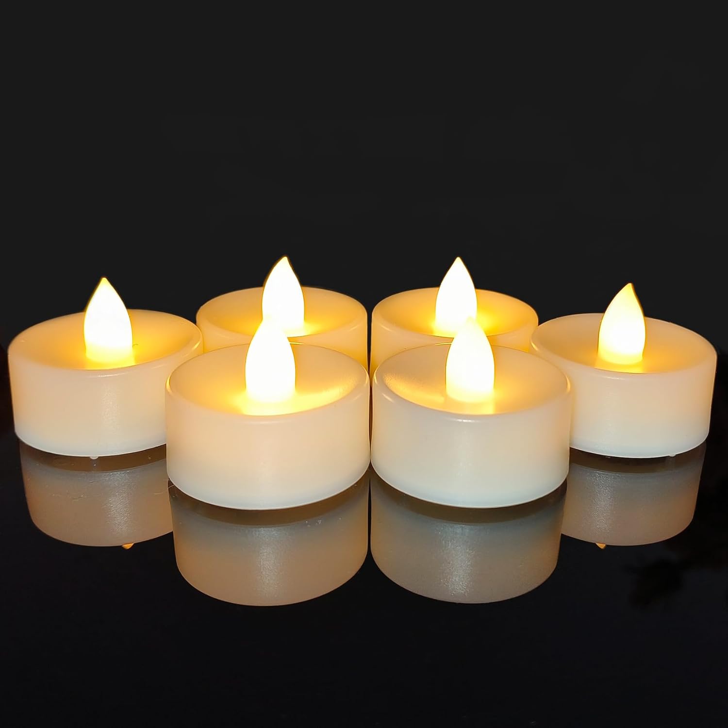 6 Pack Battery Operated Tea Lights Candles Flickering Flameless Led Lights, Long Lasting 200+ Hours Realistic Electric Tealights Fake Plastic Candles For Wedding, Centerpieces, Halloween, Christmas