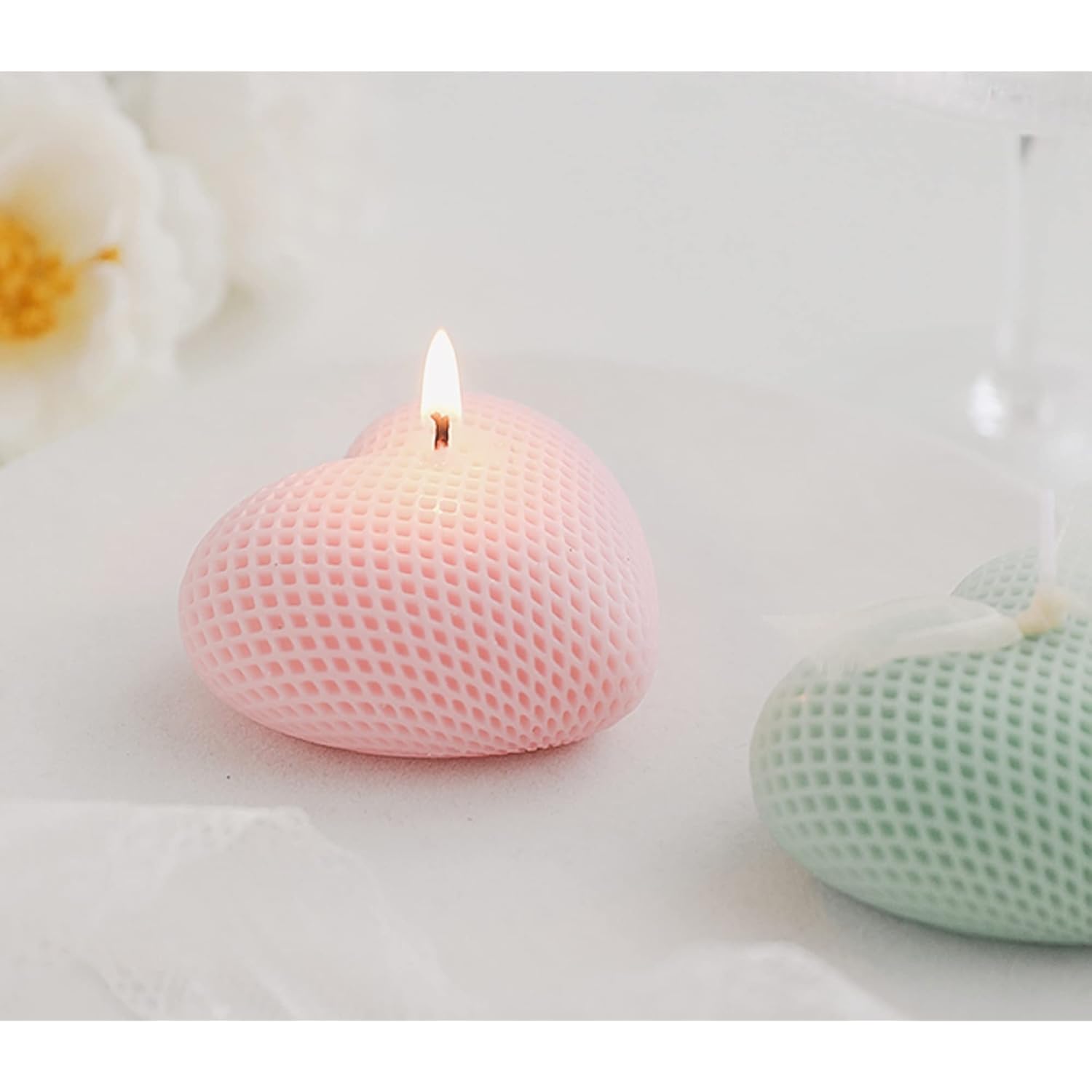 Scented Candle Love Heart,Aesthetic Aroma Candle,Soy Wax Decorative Romantic Minimalist Candle For Valentine'S Day Wedding Birthday Gift,Prefect For Meditation Stress Relief Mood Boosting Pink