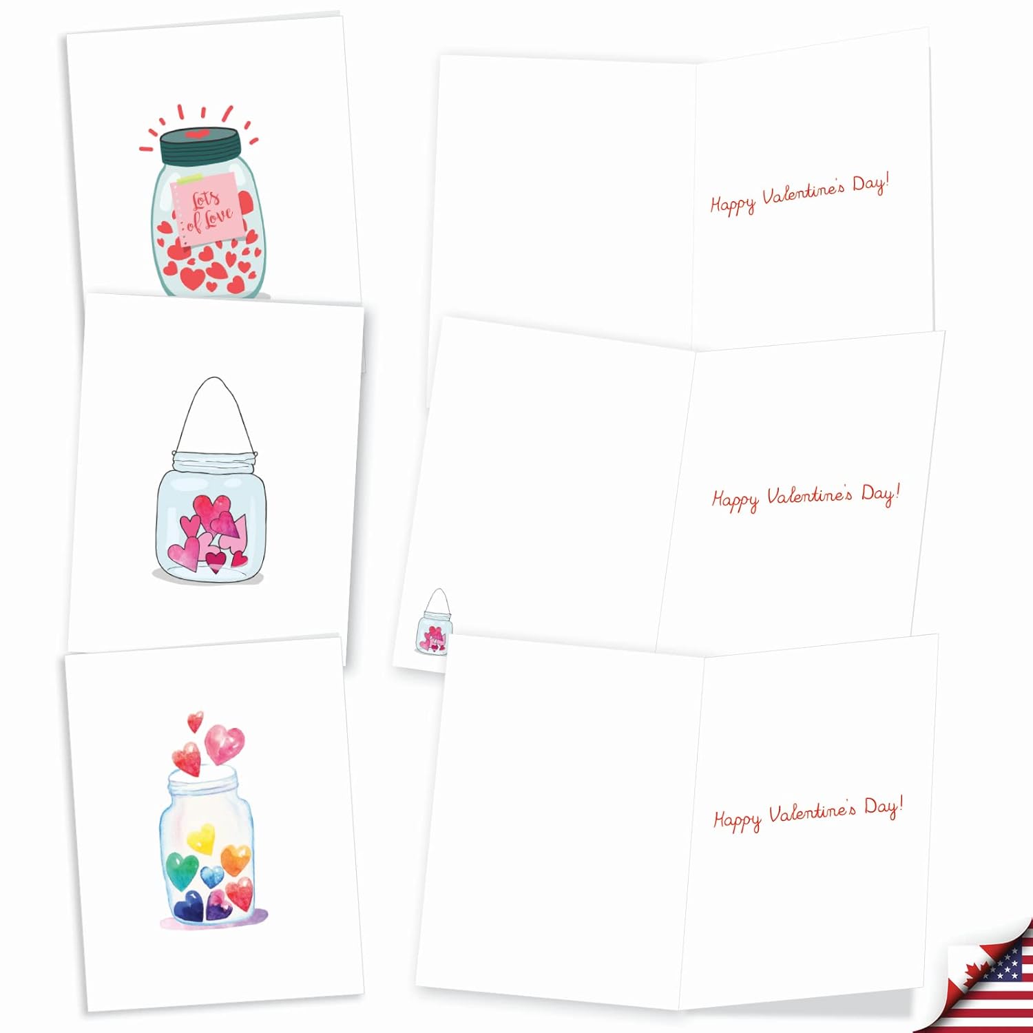- 20 Assorted Valentine'S Day Cards Bulk (4 X 5.12 Inch) - Boxed Greetings (10 Designs, 2 Each) - Love Jar Am3183Vdg-B2X10
