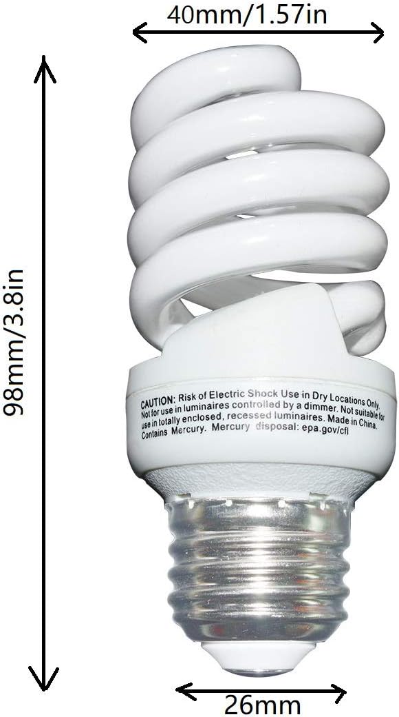 13W Spiral CFL Light Bulbs 60W Equivalent E26 Medium Base 2700K Soft White 1040 Lumens 4 Pack