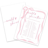 50 Sheets Pink Bow Bridal Shower Game Cards Would She Rather Double Sided Party Game Activity Cards For Coquette Bachelorette Wedding Party Games Supplies