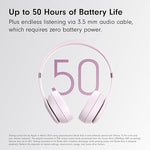 Wireless Bluetooth On-Ear Headphones, 50H Battery, Apple/Android, Pink