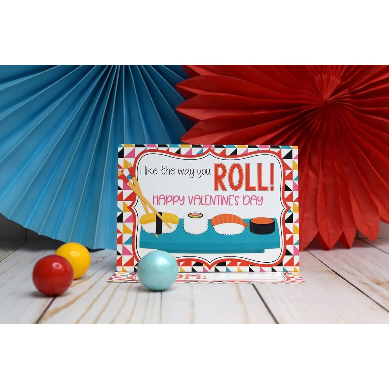 I Like The Way You Roll Cute Sushi Themed Valentine'S Day Cards For Kids To Give To Friends & Classmates, Thirty (30) 3.5" X 5" Fill In Cards (Without Envelopes) By Amandacreation