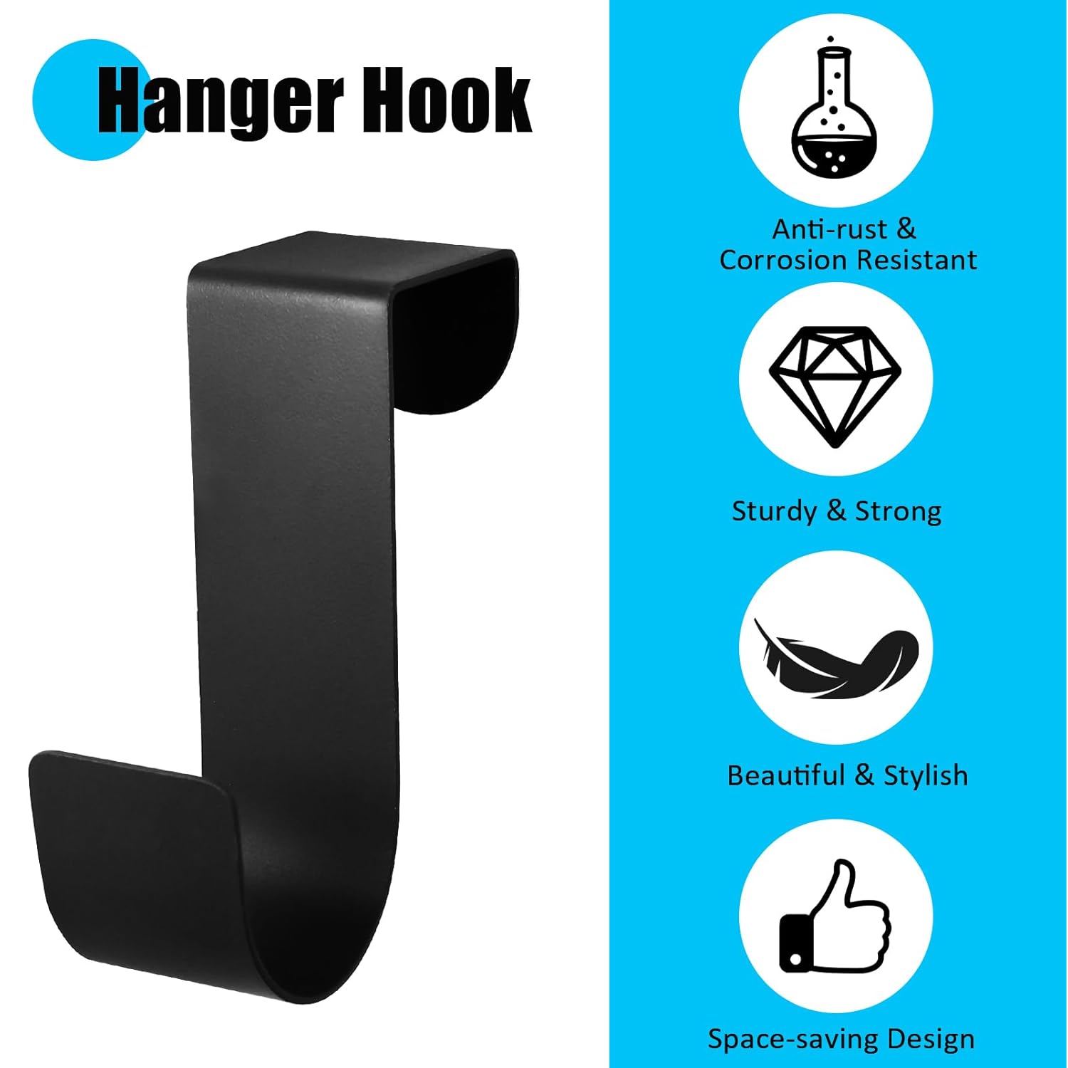 6 Pcs Over The Cabinet Door Hooks, Black Stainless Steel Hanger Hook Organizer Holder Back Door Hanger Single Hanging Hooks For Over The Door, Kitchen, Christmas, Wreath, Clothes