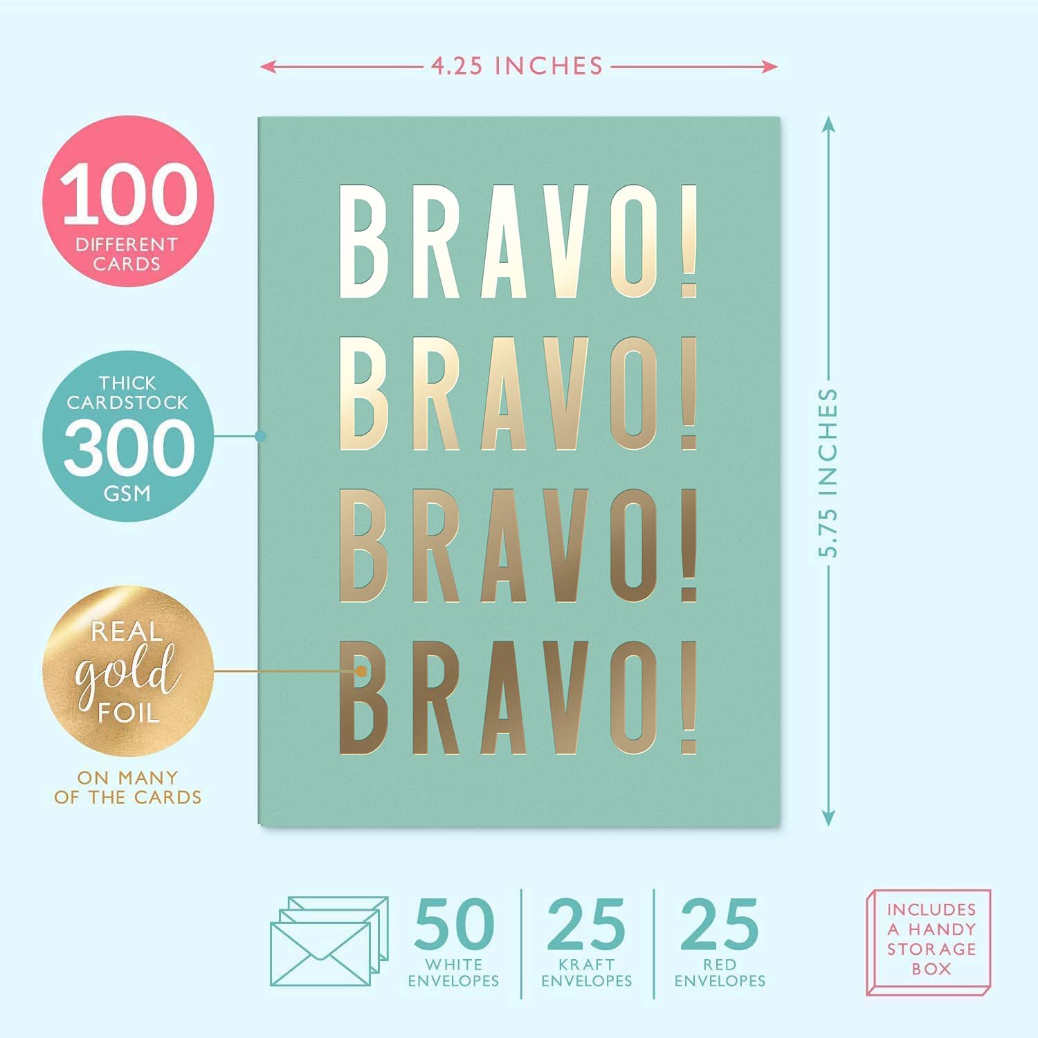 100 All Occasion Cards & Envelopes Set - Greeting Notecards Assortment Box - Birthday Cards Bulk For Office, Thank You, Holiday, Blank Notecards & More – Organizer Box Included