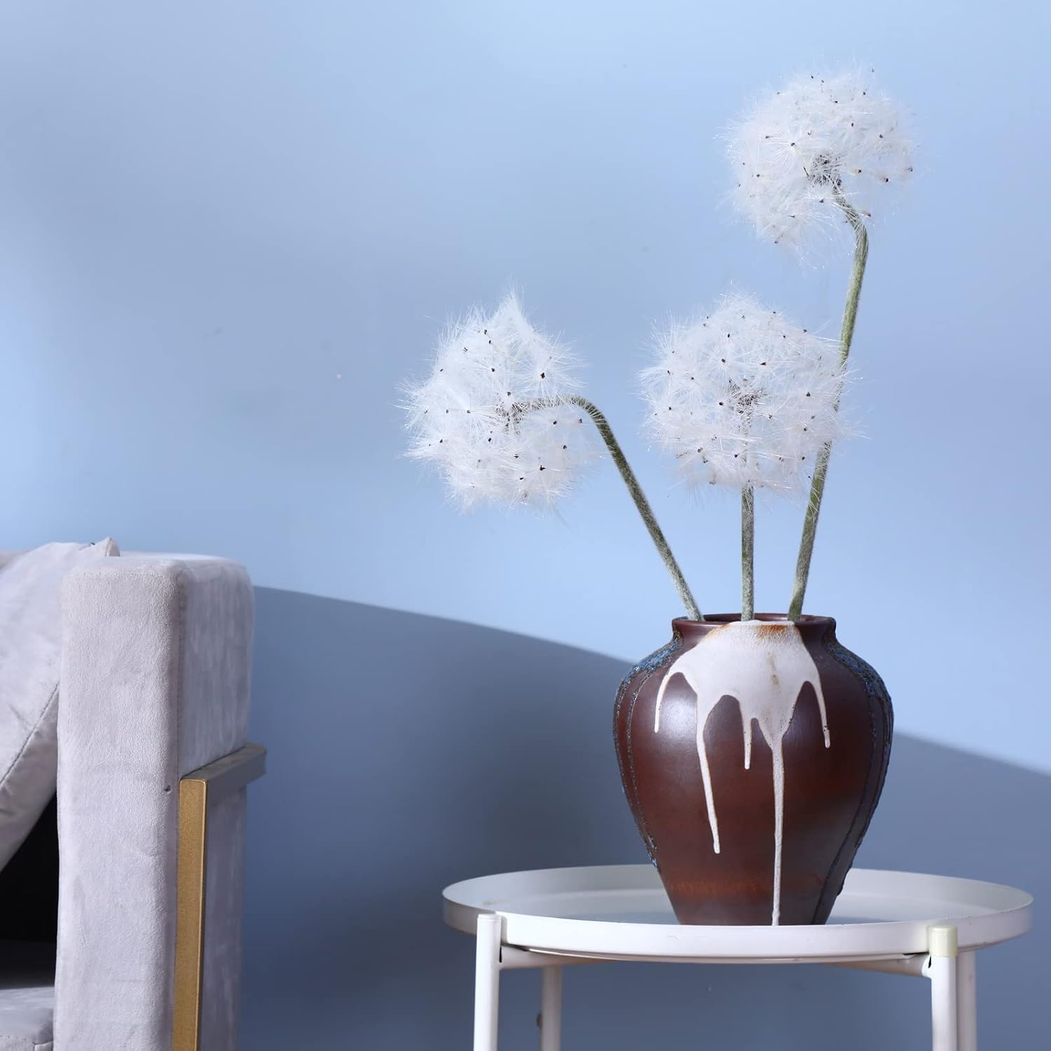 Artificial Dandelion Flowers Lovely Faux Dandelion Flowers For Home Decoration (4 Pcs) (White)