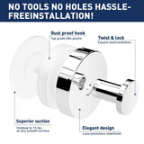 Suction Cup Hooks For Shower,Removable Suction Hooks For Bathroom Shower Wall,Glass Windows,Doors Hanging Towels,Suction Cup Wreath Hanger Holder For Christmas-Chrome(2 Pack)