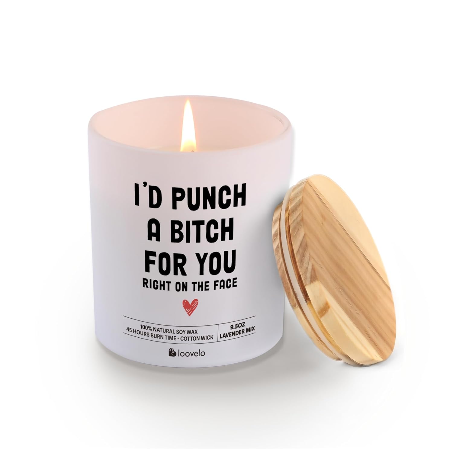 I’D Punch A Bitch For You Right In The Throat Friendship Gifts Best Friend Scented Candle Home Office Jar Candles Sage Floral Lavender Scent Soy Wax 9.5 Oz
