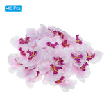 3.5" Artificial Orchid Flower Heads, 40 Pack Silk Phalaenopsis Fake Butterfly Orchid Heads For Wedding Floral Bouquet Decor Diy Craft Making, White Purple