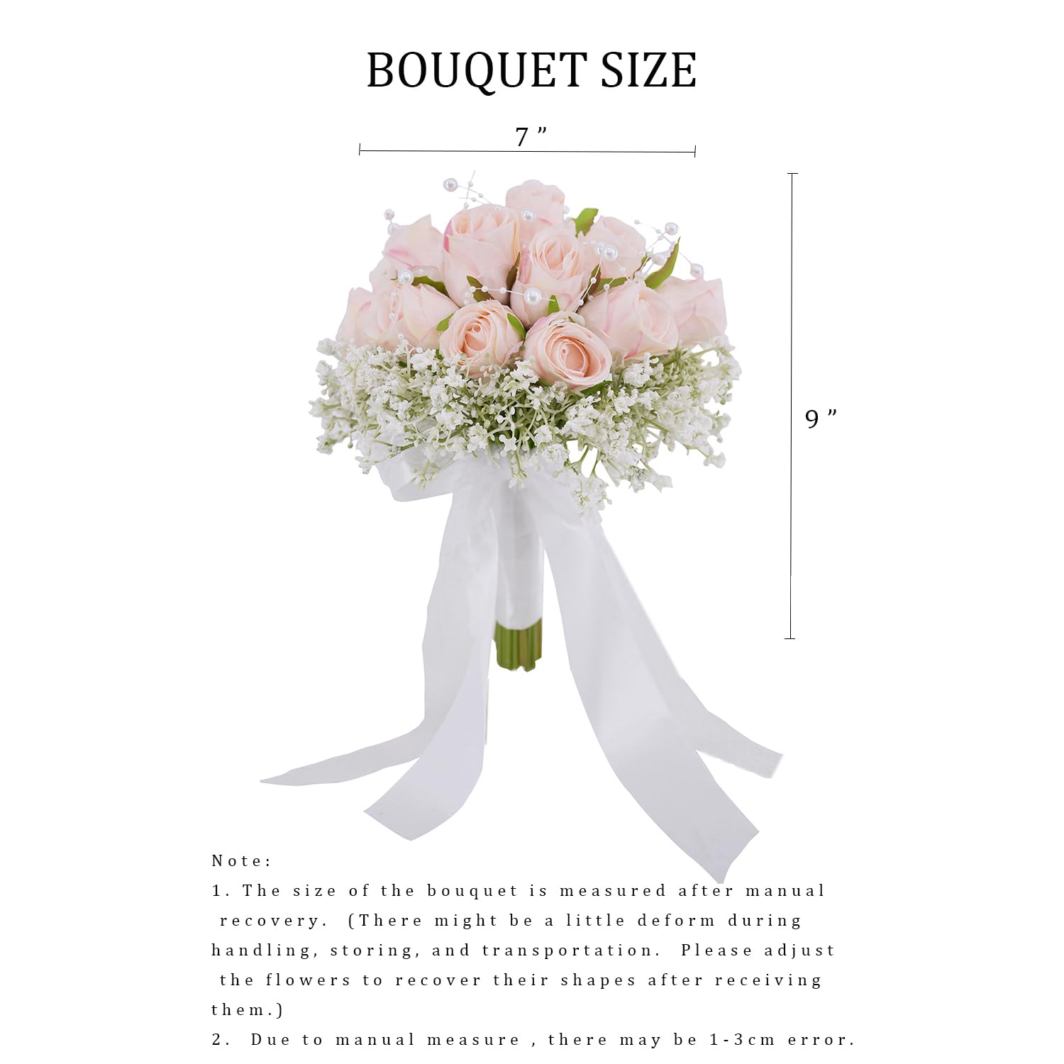 Wedding Bouquets For Bride Bridesmaids, Pink Artificial Roses Flowers Bridal Bouquets For Bride Wedding Decoration