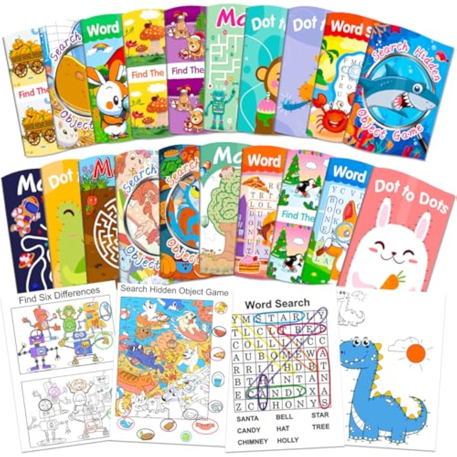20Pack Small Activity Books For Kids Age 4-8,8-12,Kid Party Favor Gift,Brain Game For Kids Over 280 Different Games Fit Classroom Activities,Birthday Goodie Bag Stuffers