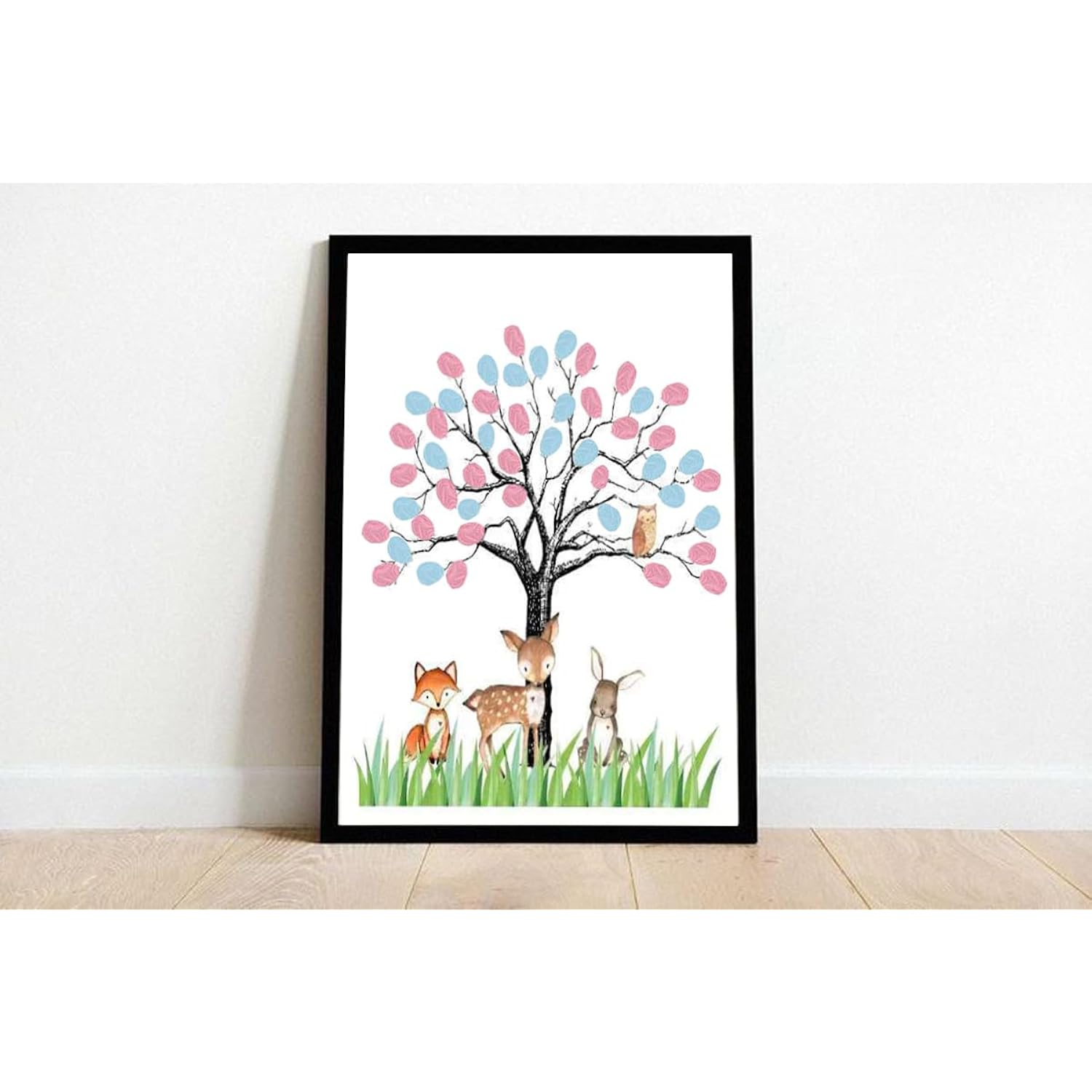 Gender Reveal Fingerprint Tree Canvas, Funny Baby Shower Guest Book Party Game, Gender Reveal Baby Shower Party Ideas, Gender Reveal Keepsake (Color4)