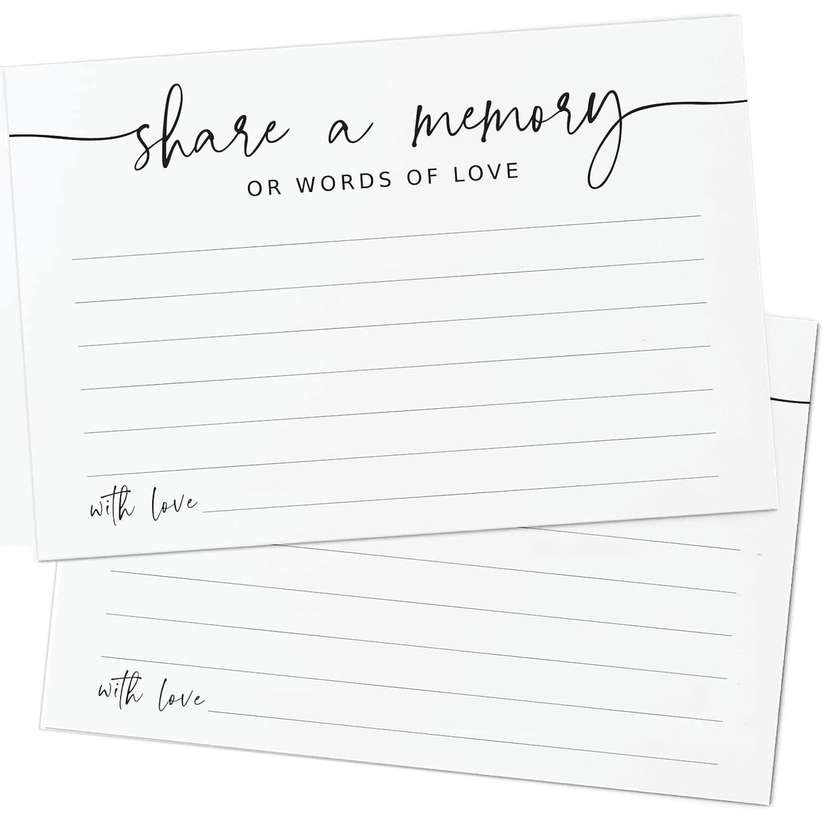 Share A Memory Card - 50 Pack, Share A Memory Cards For Celebration Of Life, Funeral, Memorial, Birthday, Graduation, Bridal Shower, 4” X 6", Minimalist