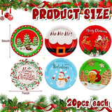 120 Pcs Christmas Plates Paper Dessert Disposable Plates Santa Snowman Christmas Wreath Reindeer Gingerbread Man Design, For Christmas Party Supplies Christmas Decorations, 6 Styles (9 Inch)