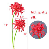 4Pcs Artificial Red Spider Lily Flowers 19" Faux Lycoris Radiata Silk Equinox Flowers For Vase Bouquets Home Office Wedding Decor.(Red)