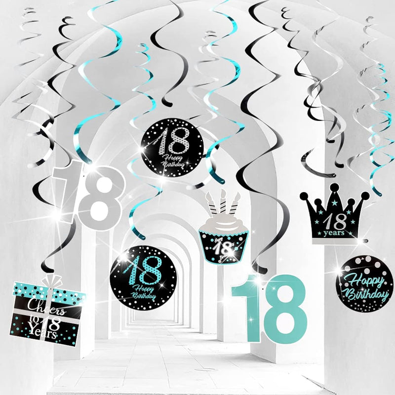 18Th Birthday Party Decorations Birthday Party Teal Silver Hanging Swi