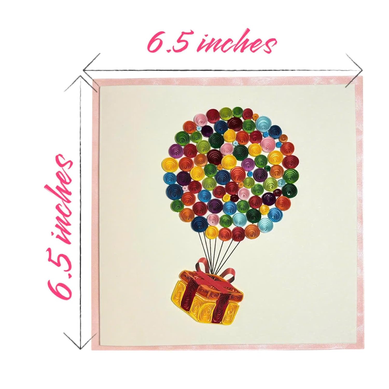 Handcraft 3D Quilling Greeting Happy Birthday Card With Balloon Design For Him, Her, Friend, Mom, Daughter, Sister, Blank Inside, Includes Envelope, Premium Paper, Ready To Gift