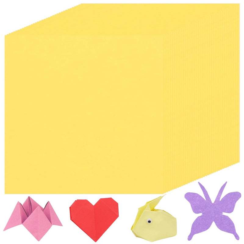 Origami Paper, Lemon Yellow Solid Color Origami Paper Kit, Foldable Paper For