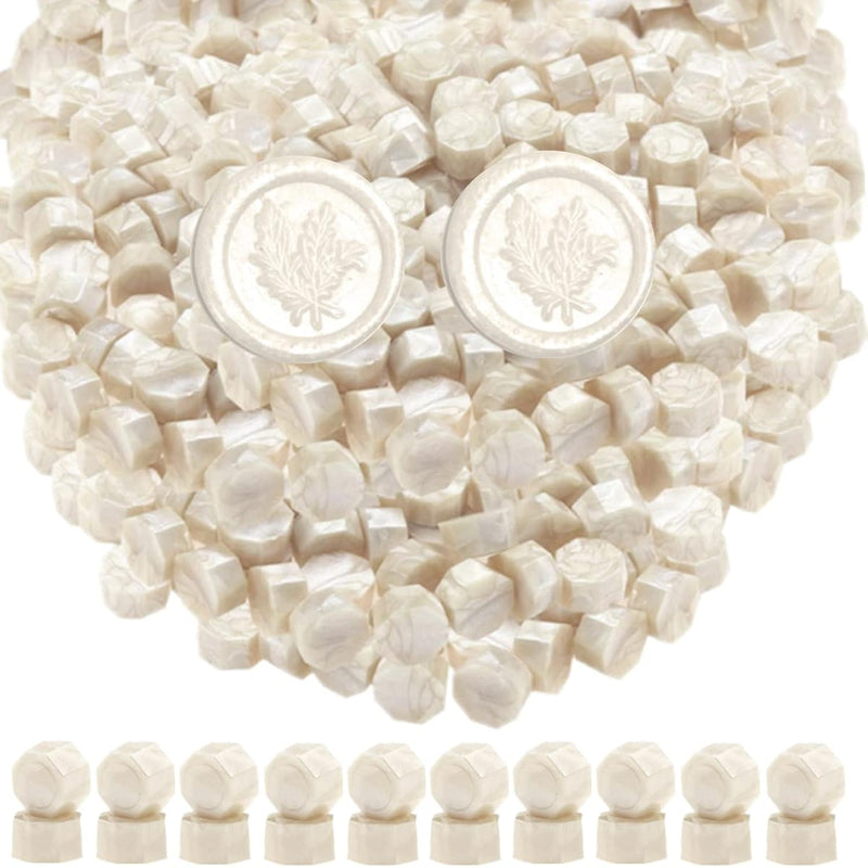 Pearl White Wax Seal Beads, 300 Pieces Octagon Sealing Wax Beads For Letters,